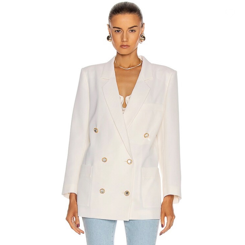 Alessandra Rich Light Wool Double Breasted Jacket in White 38